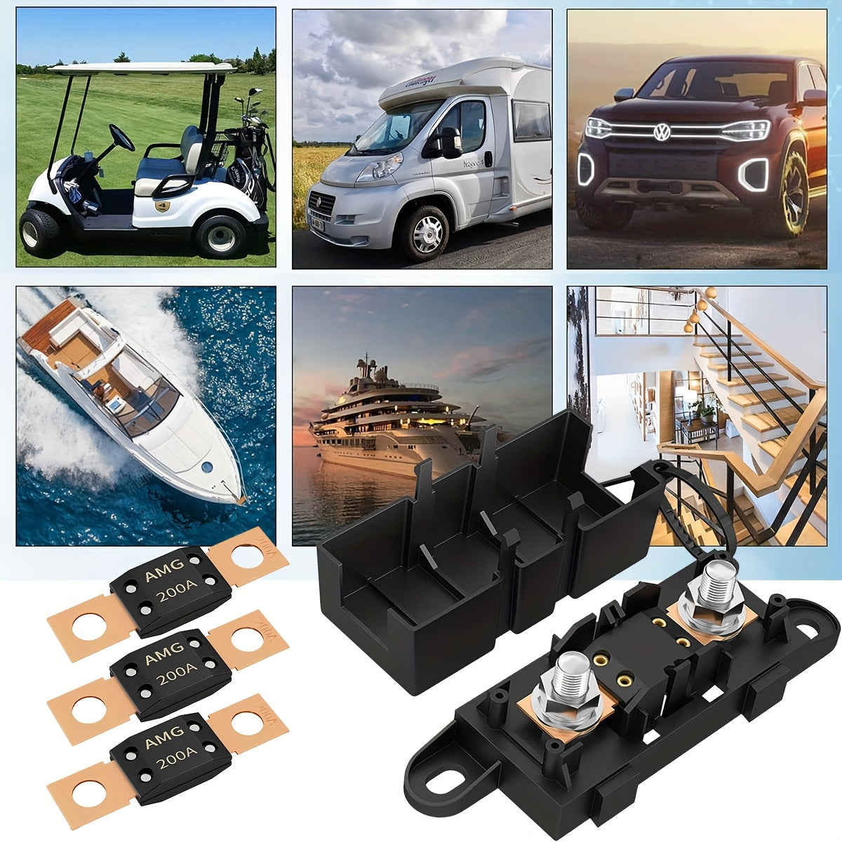 Avtomobillar uchun 30A-300A yuqori oqimli bolt-chiqish bilan avtomobil sig'imi tutgichi