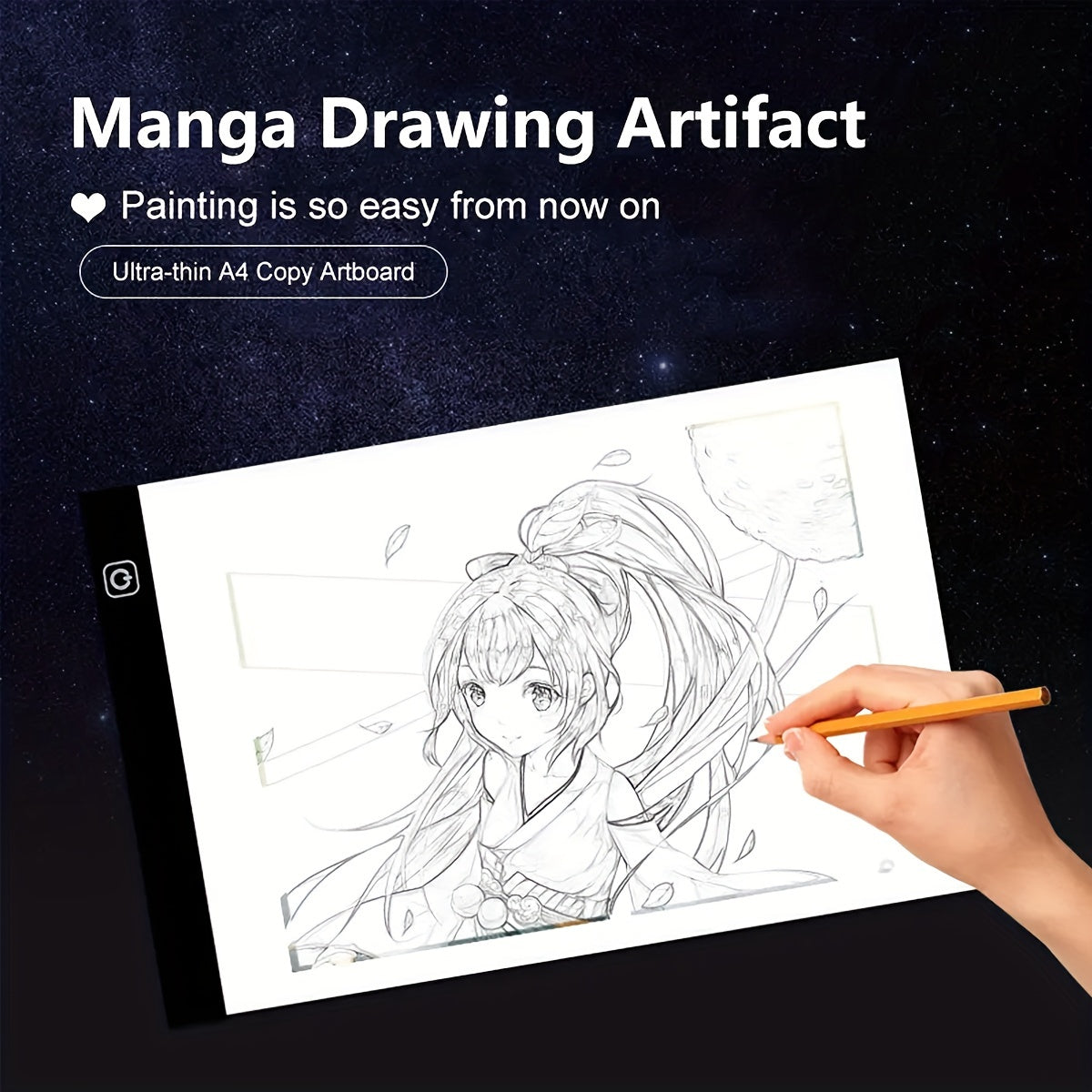 Tatuirovka, eskiz, animatsiya va shablonlarni izlash va chizish uchun portativ LED nusxa taxtasi. Ultra-ingichka, yorug'likni sozlash mumkin va USB interfeysi mavjud.