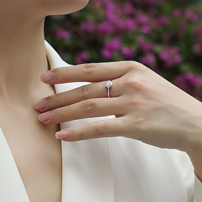 Moissanite Ring 1.0 Carat Sterling Silver Wedding Engagement Jewelry for Women