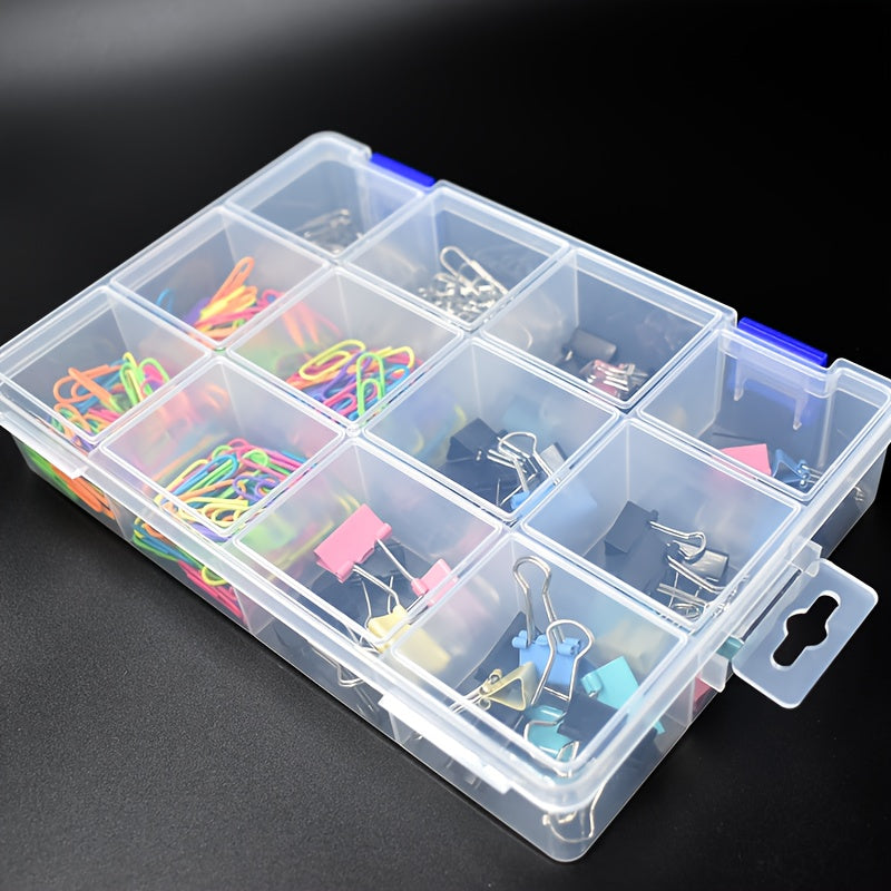 Plastic Jewelry Organizer Box with 12 Compartments for Earrings Beads and Crafts 22.5cm x 14.5cm