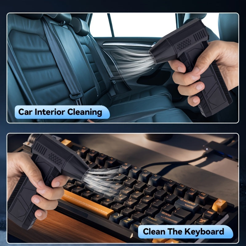 High-Speed Turbojet Blower Rechargeable USB Dust Remover Black for Car Electronics