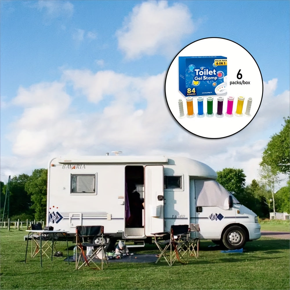 Juego de 6 sellos de gel para inodoro con diseño de flores para eliminación de olores y fragancia fresca