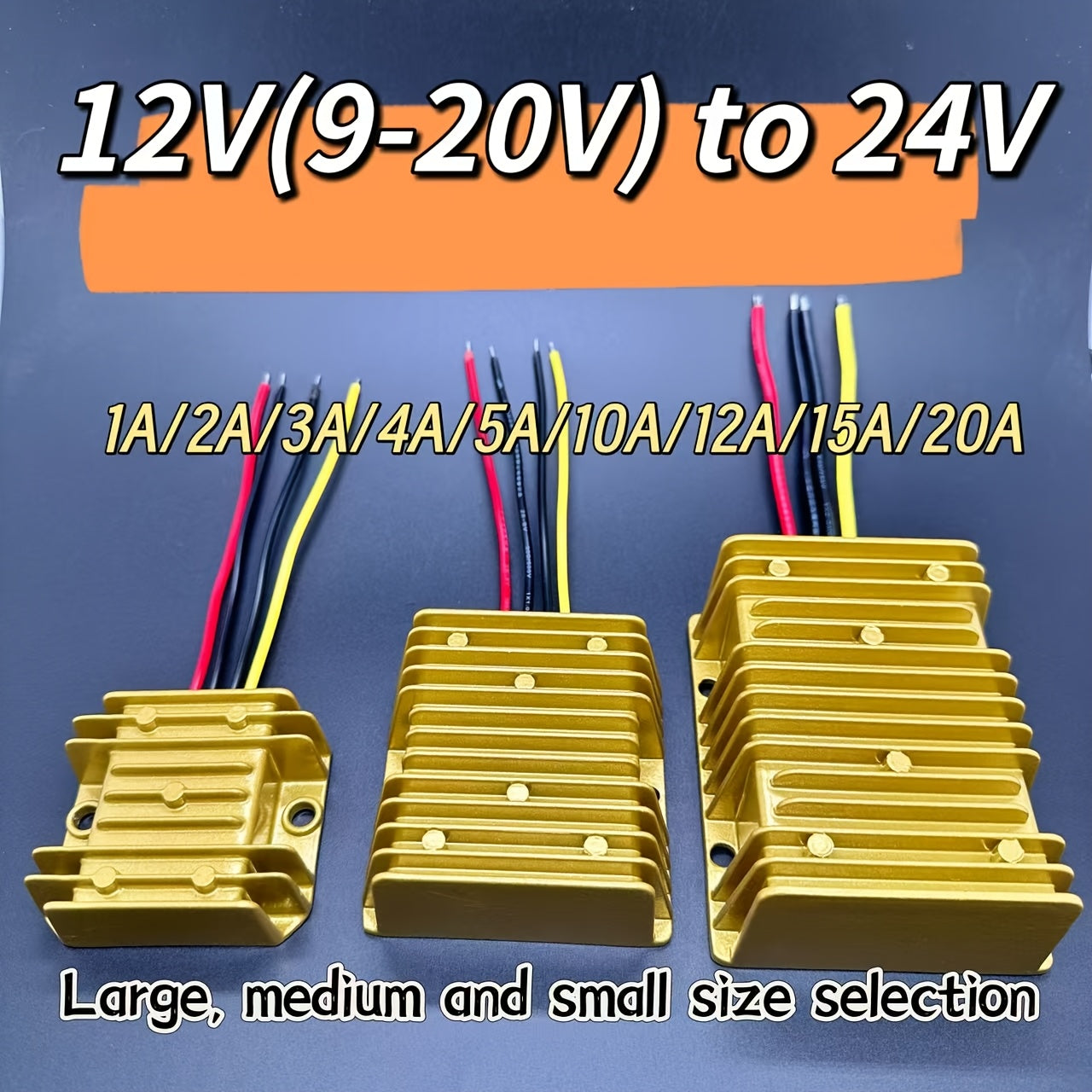 Convertidor elevador DC-DC de 9V-20V a 24V 1A-20A Fuente de alimentación para electrónica