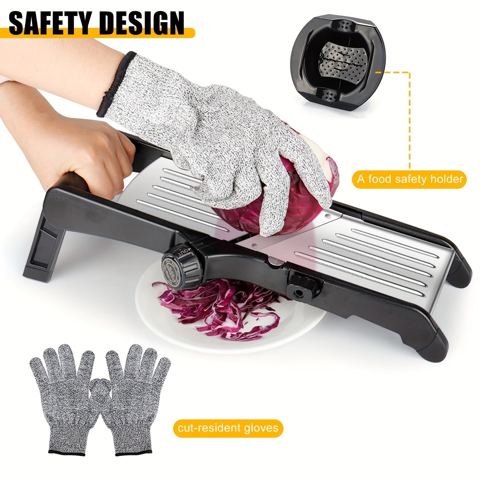 Manual Vegetable Cutter 7-in-1 Stainless Steel Mandoline Slicer with Hand Guard