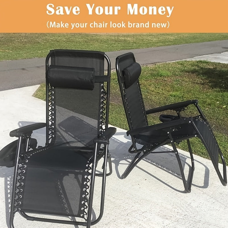 Black Zero Gravity Chair Replacement Fabric Set for Lounge and Patio Recliners