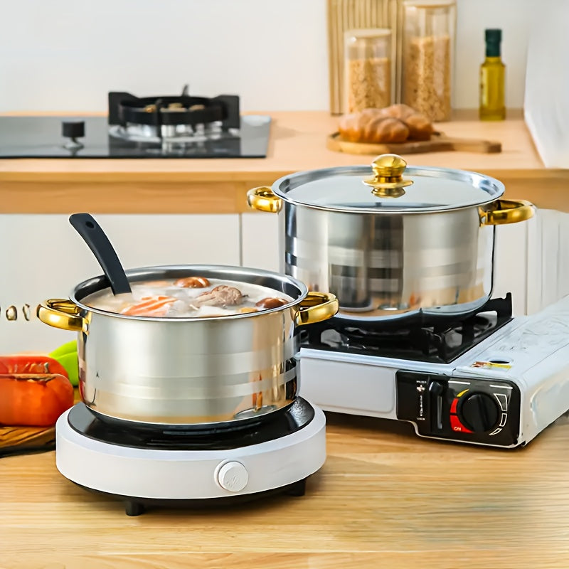 10-Piece Stainless Steel Cookware Set with Lids, Induction Compatible, Various Sizes