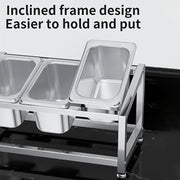 Stainless Steel Spice Organizer with Condiment Containers for Kitchen and Restaurant Use