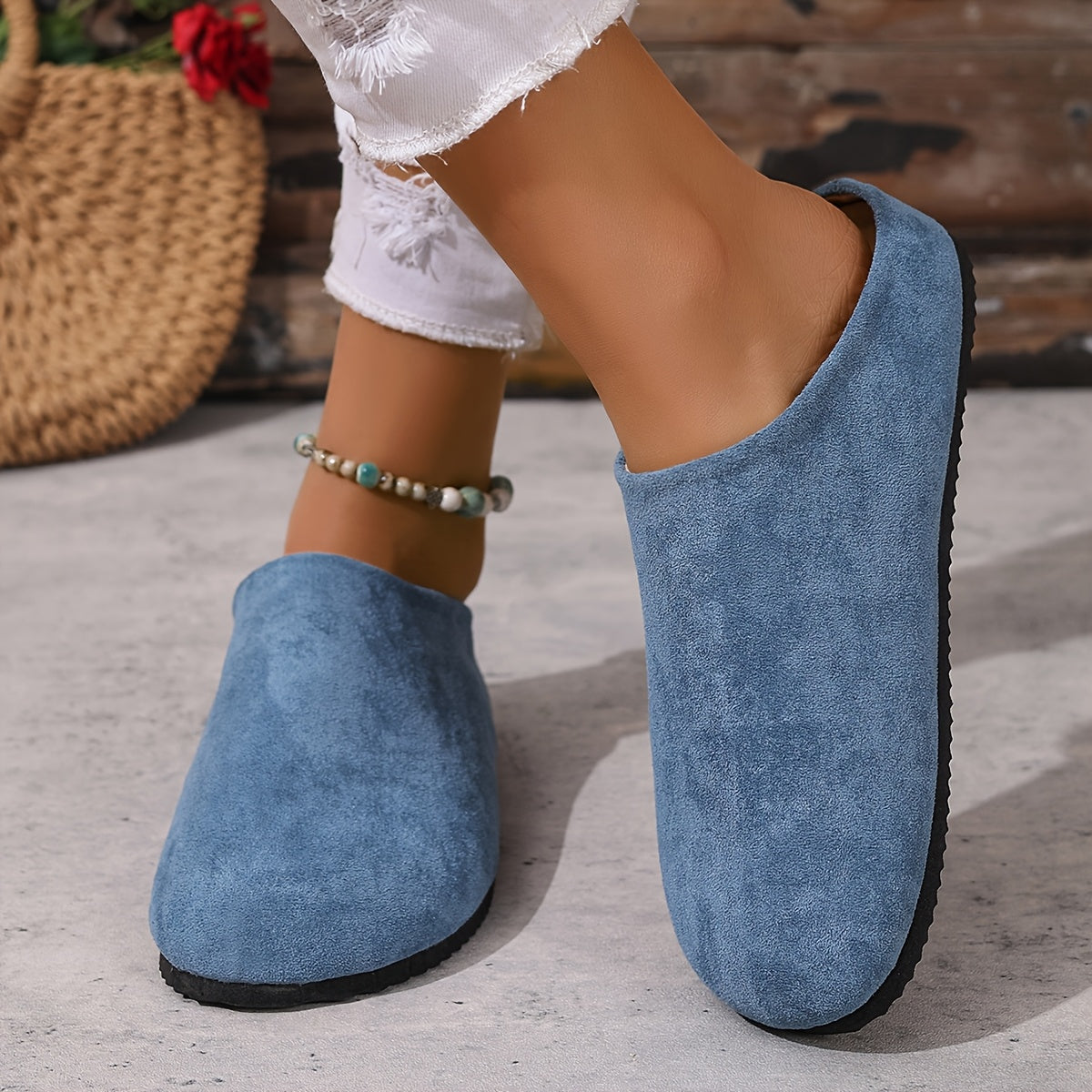 Women's Retro Mules Slip-On Flats EVA Casual Shoes Comfortable Lightweight