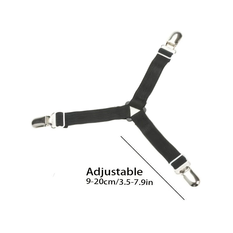Adjustable Triangle Quilt Holders Set 4 Black Non-Slip Elastic Sofa Bedding Clips