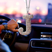 Crystal Bling Alphabet Letter Pendant for Vehicle Mirror with Rhinestones and Metal Material