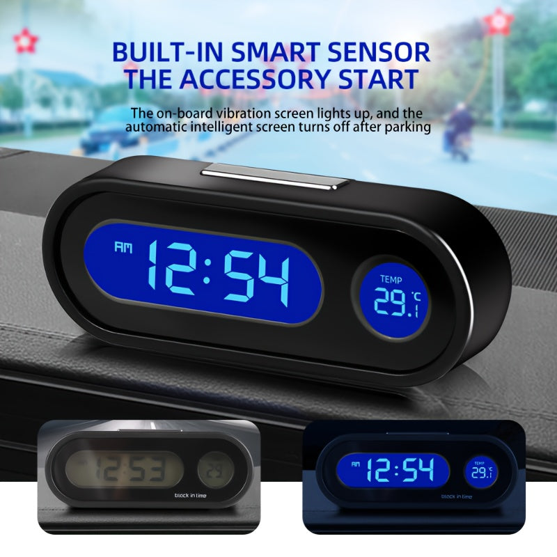 Digital Car Clock with Luminous Thermometer and LCD Backlight for Vehicles