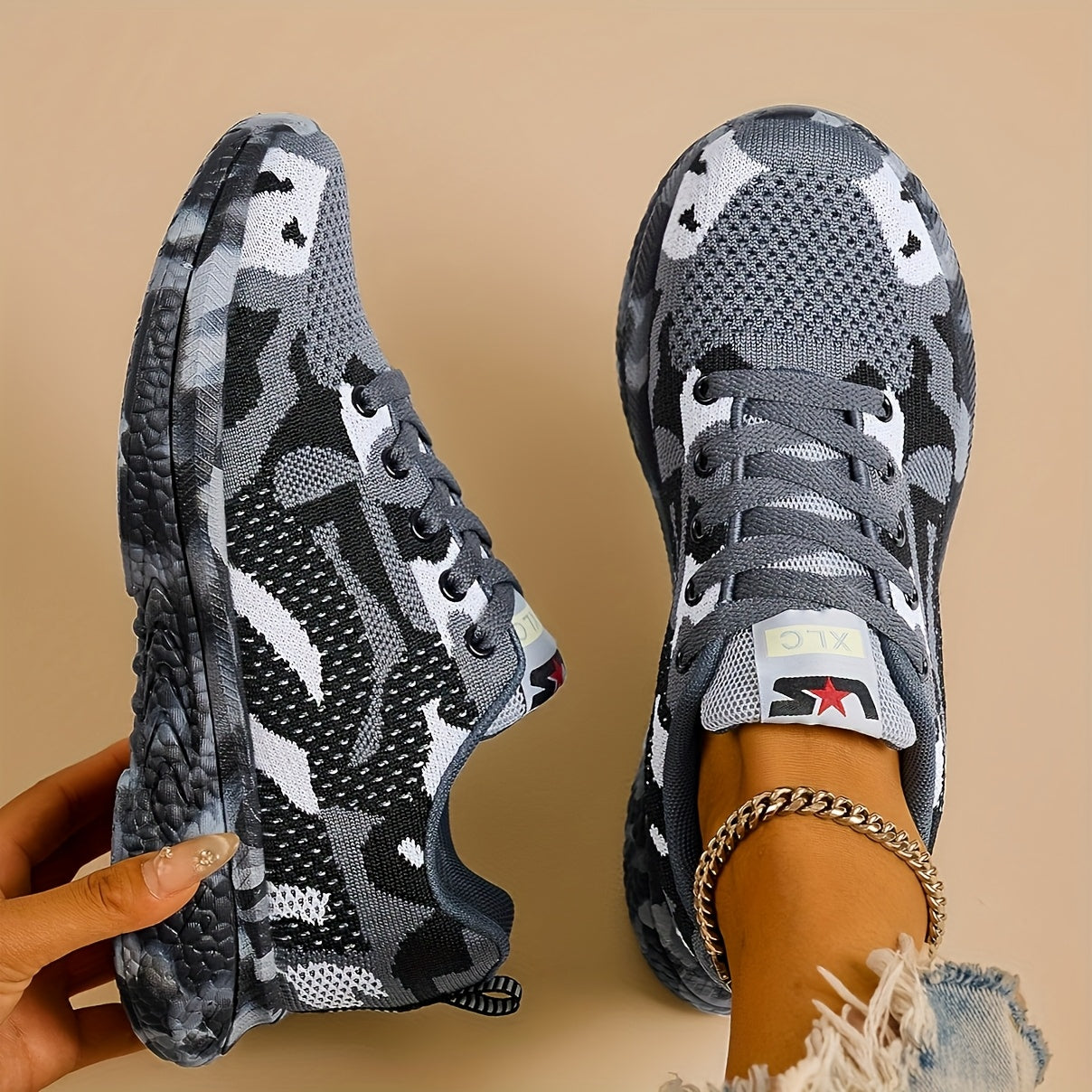 Women's Camo Mesh Sneakers Lightweight Comfort Breathable Shoes