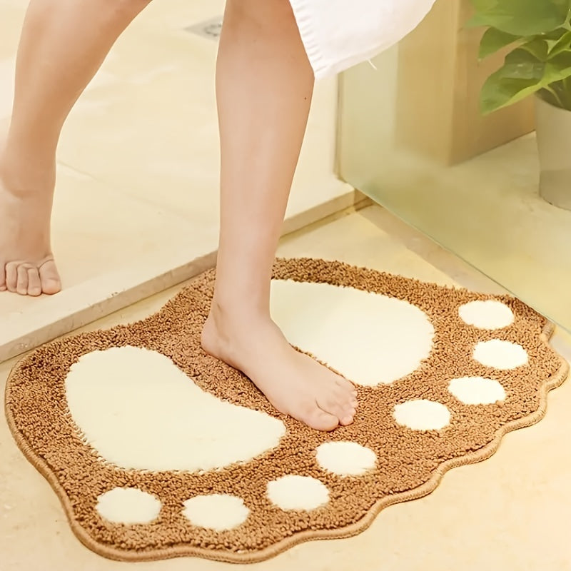 Paw Print Bathroom Floor Mat Absorbent Non-Slip Kitchen Rug for Bathroom Bedroom
