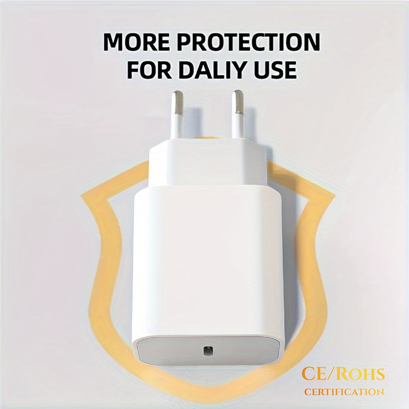 10W USB-C зарядка EU розетка тез зарядлаш сайёҳлик қуёш адаптери iPhone, Galaxy ва USB-C қурилмалари учун