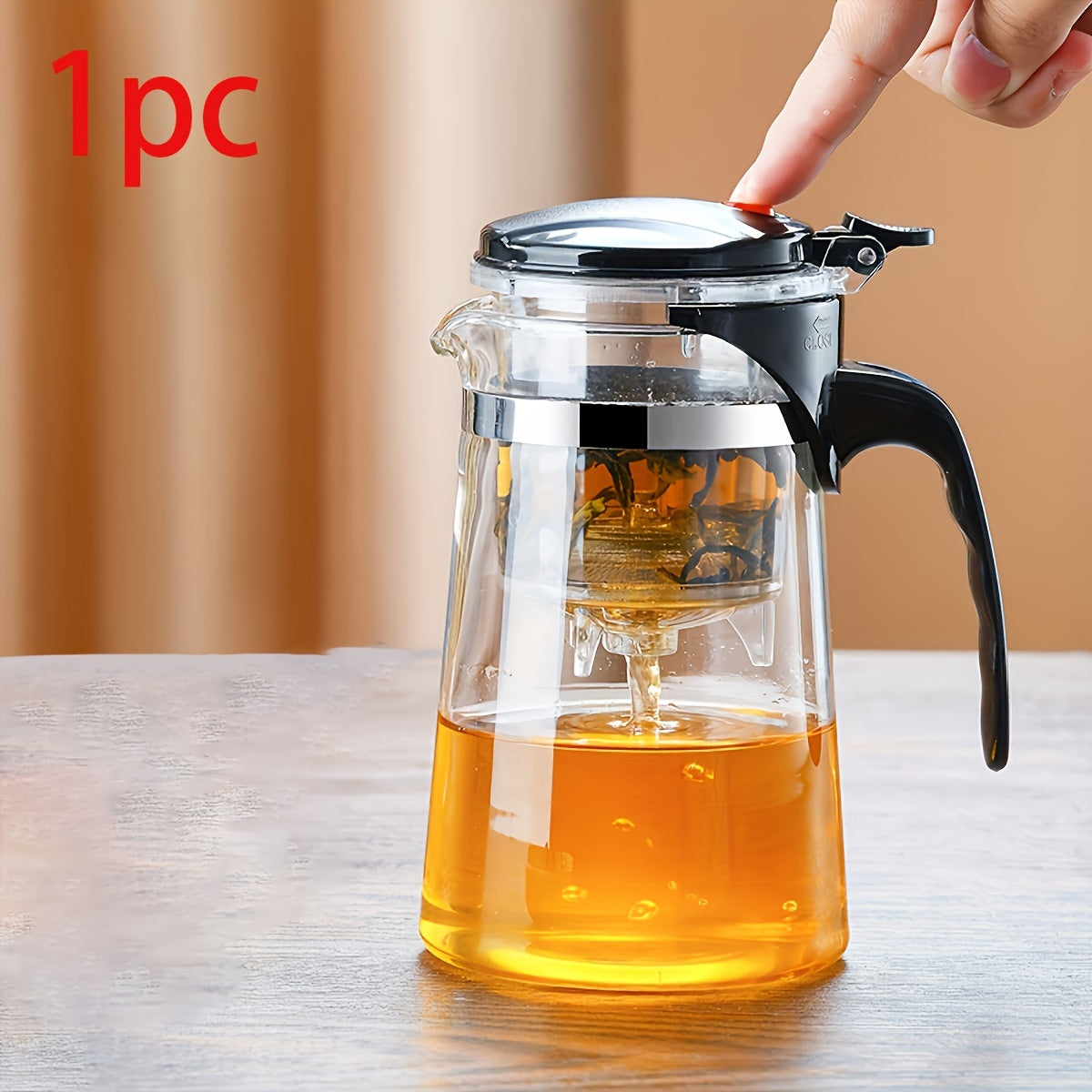 Tetera de vidrio con infusor para té de hojas sueltas y florido para hogar, oficina y restaurante