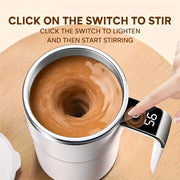 Auto Stirring Coffee Mug with Digital Temp Display USB Rechargeable Magnetic Mixer