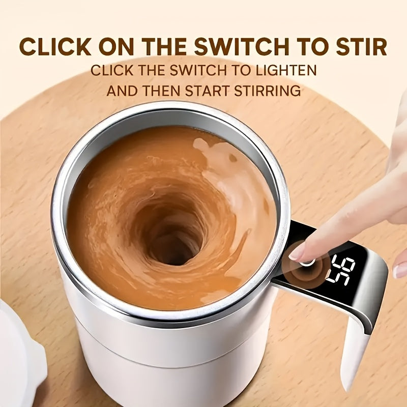 Auto Stirring Coffee Mug with Digital Temp Display USB Rechargeable Magnetic Mixer