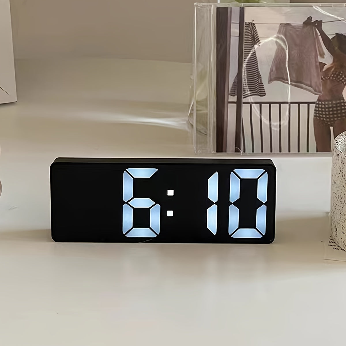 LED Mirror Alarm Clock with Digital Display Snooze USB Night Light for Bedroom Office