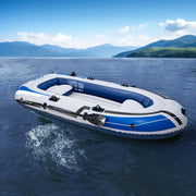 Inflatable Boat Kit with Paddle Pump PVC Construction Fishing Rod Holders Blue