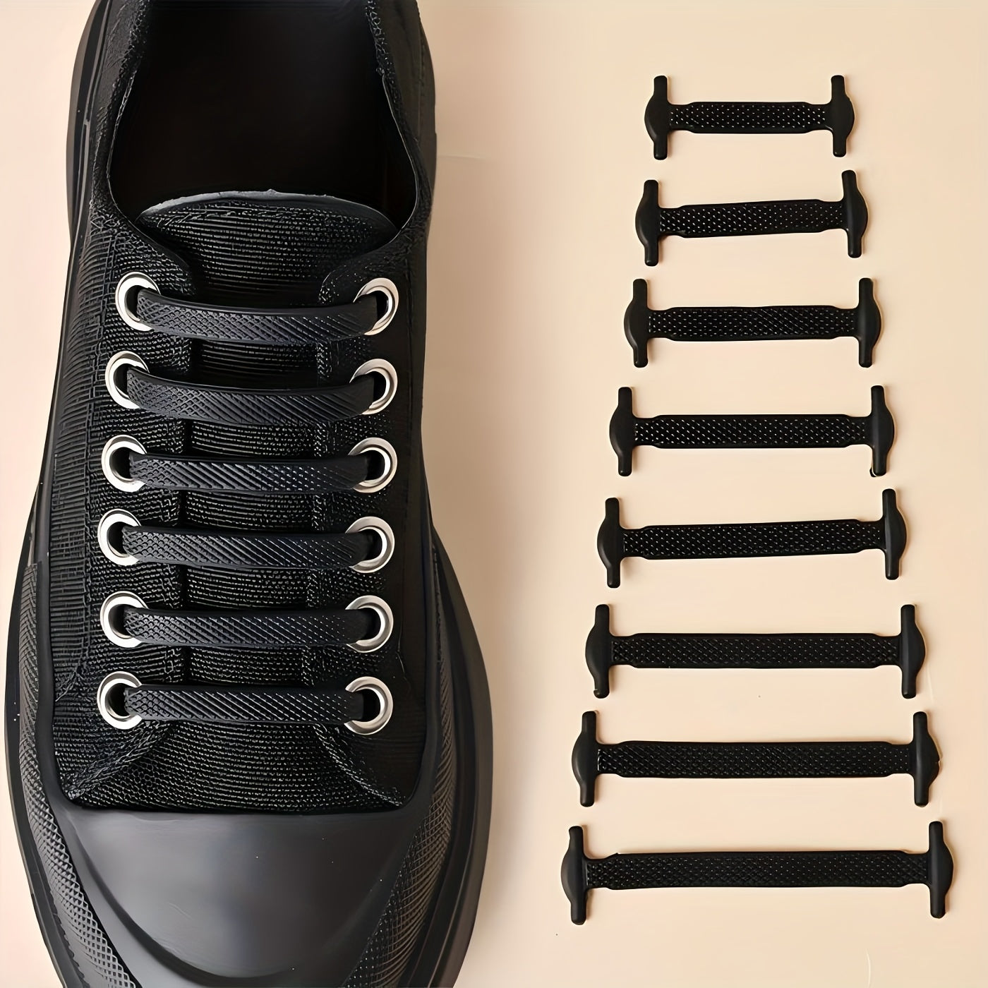 Unisex Elastic No-Tie Shoelaces for Sneakers Canvas Shoes 16 Pieces