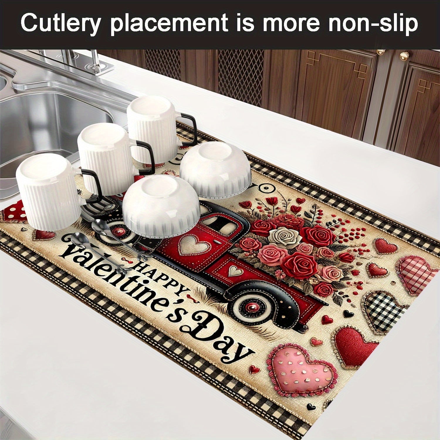 Valentine's Day Stove Panel Protector Red Truck Heart Heat Scratch Resistant