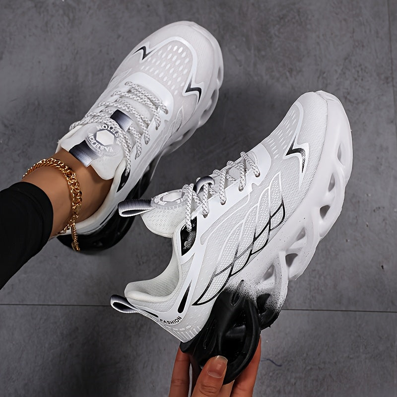 Men's Lightweight Mesh High-Top Sneakers with Thick Sole and Blue Black Design