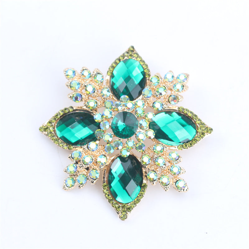 Elegant Flower Brooch Pin Enamel Rhinestones Gift for Her