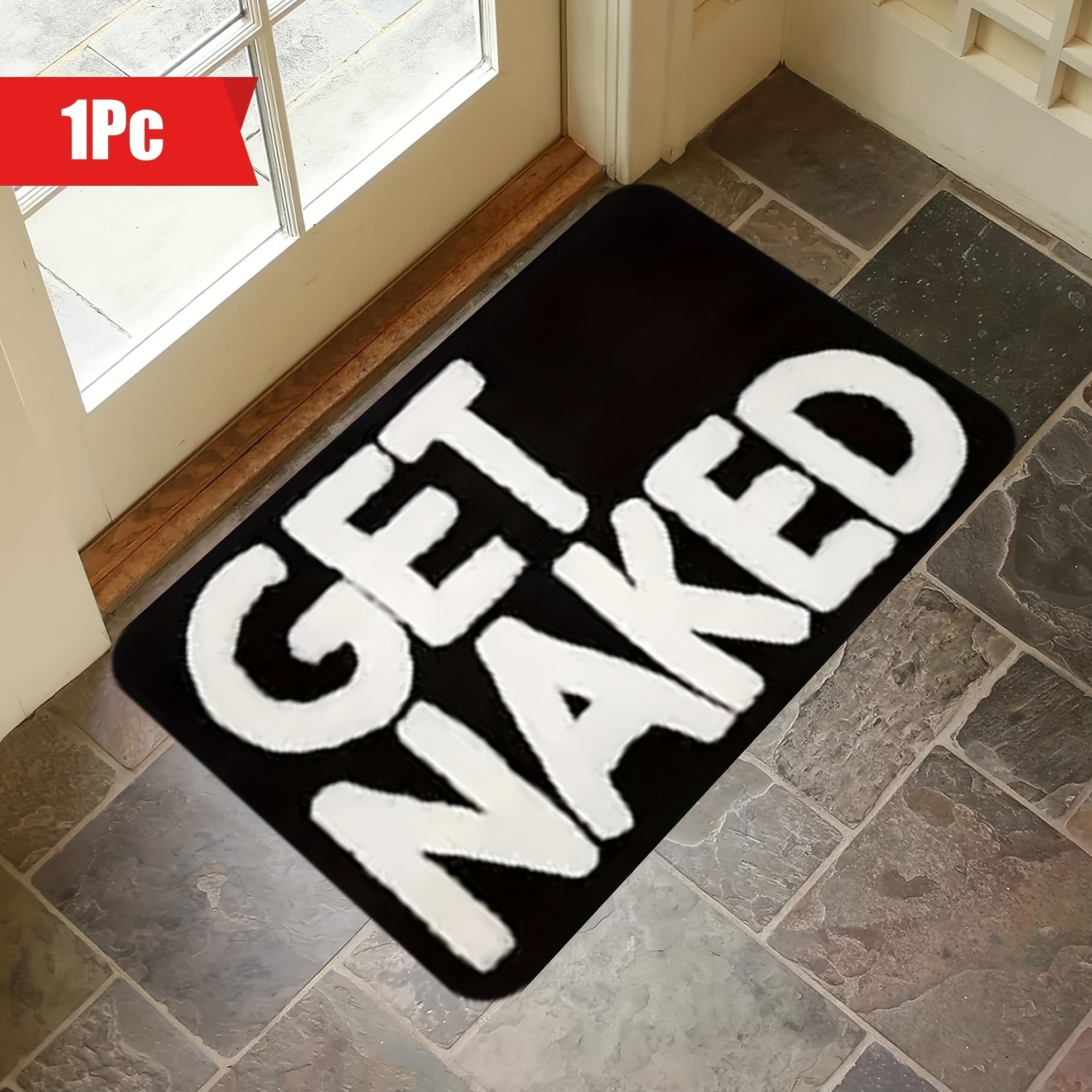 Black Crystal Velvet Bath Mat Non-Slip Machine Washable for Bathroom Living Room