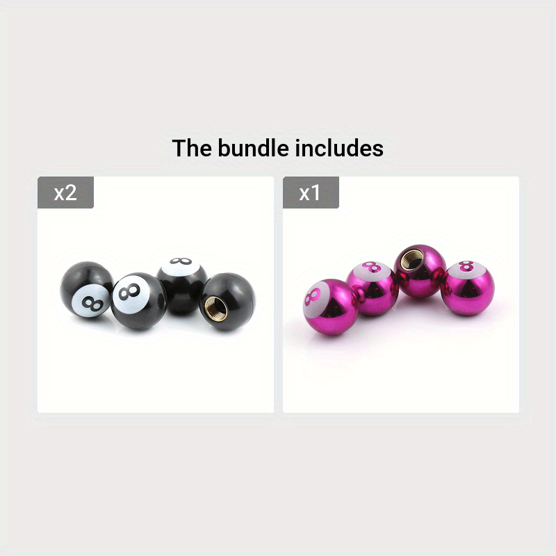 8 Ball Valve Stem Caps for Cars Trucks Bikes Tire Covers 4 Pack