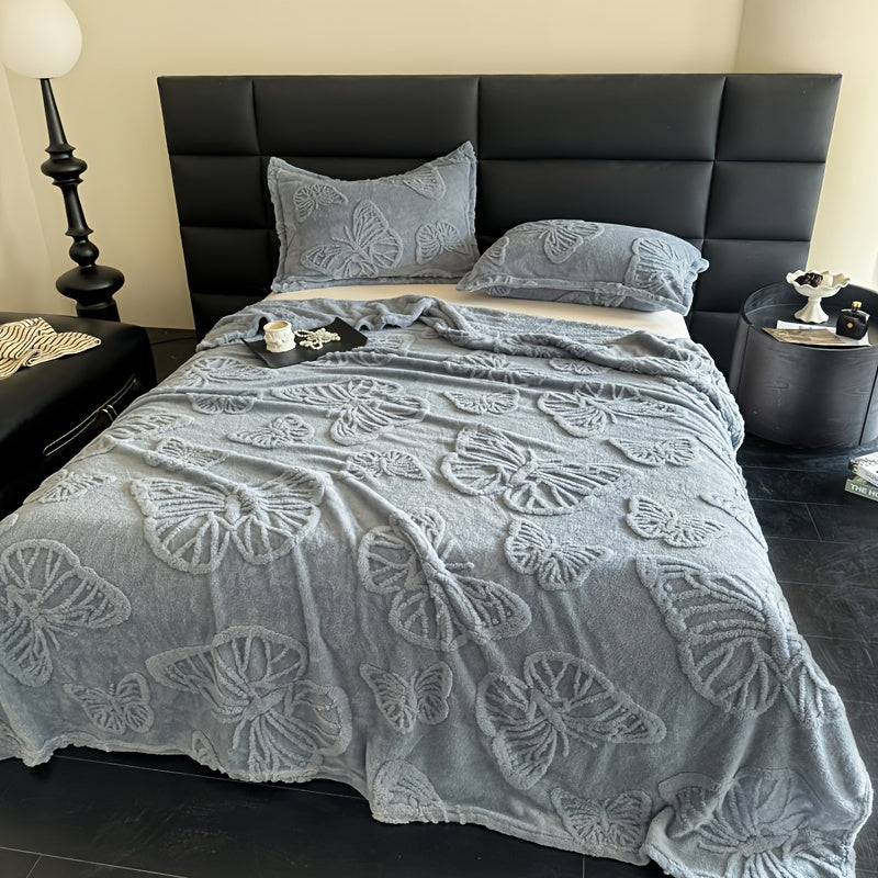 Manta de felpa de doble cara de color sólido con jacquard de franela para siestas