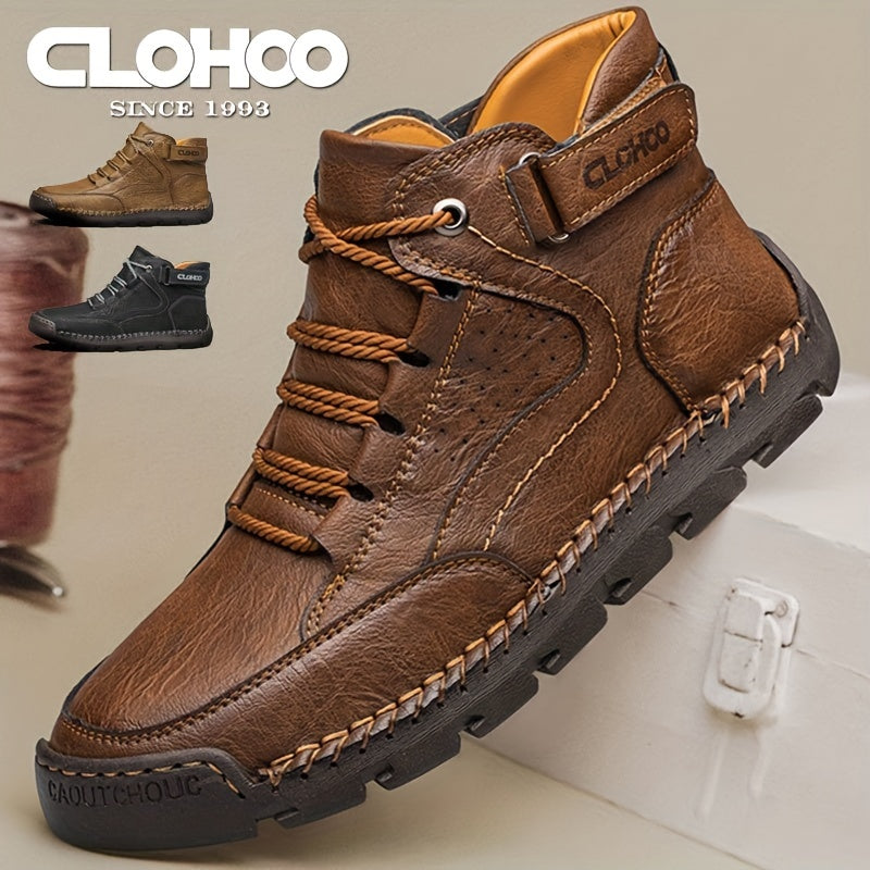 Men's Casual Ankle Boots Leather Rubber Sole Lace-Up All-Season Outdoor Streetwear