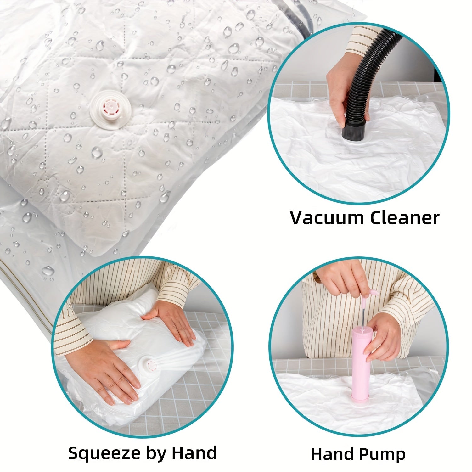 Set of 7 Vacuum Storage Bags with Hand Pump for Clothes Bedding and Travel