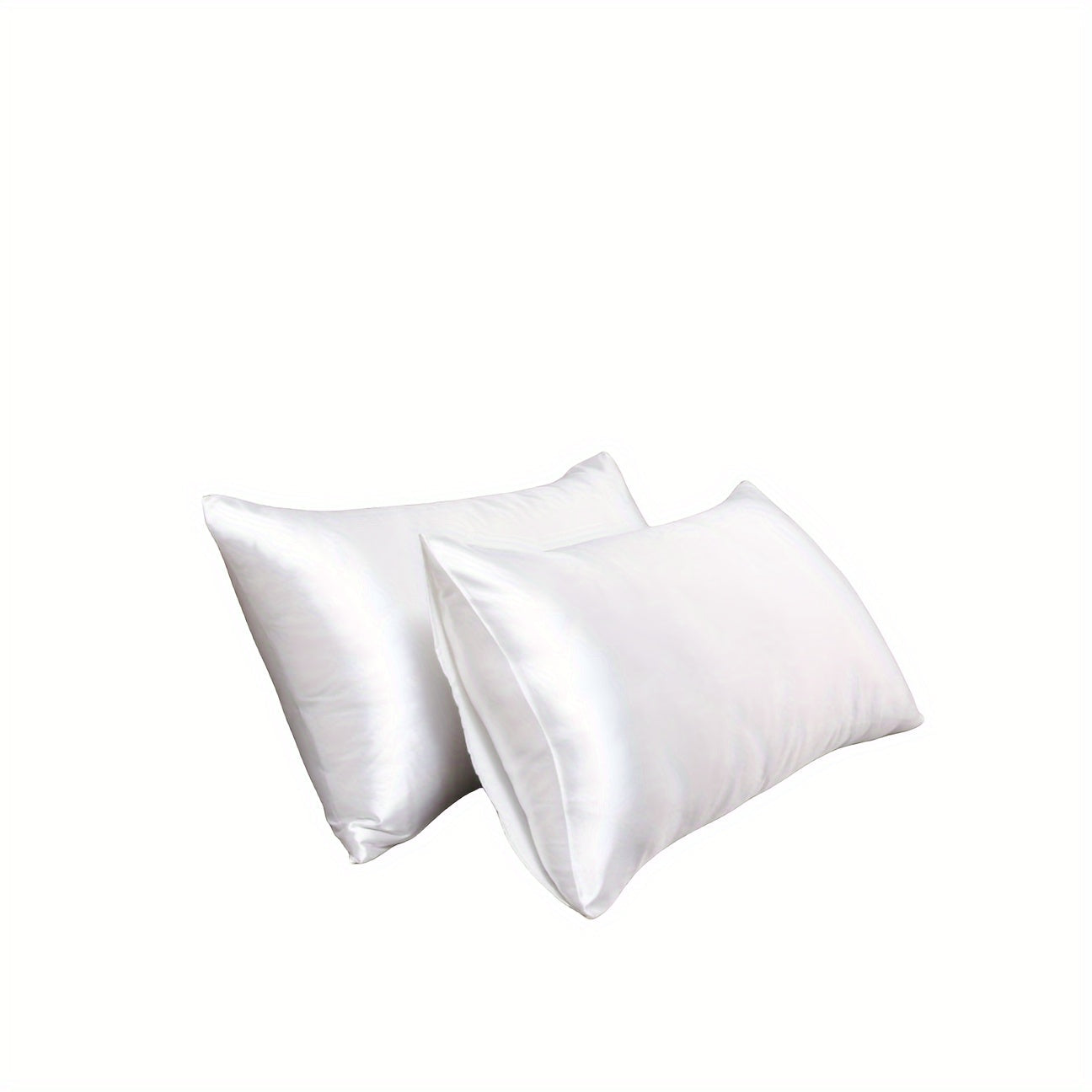 Set of 2 Satin Pillowcases 90g Envelope Closure 100% Polyester Silky Fabric