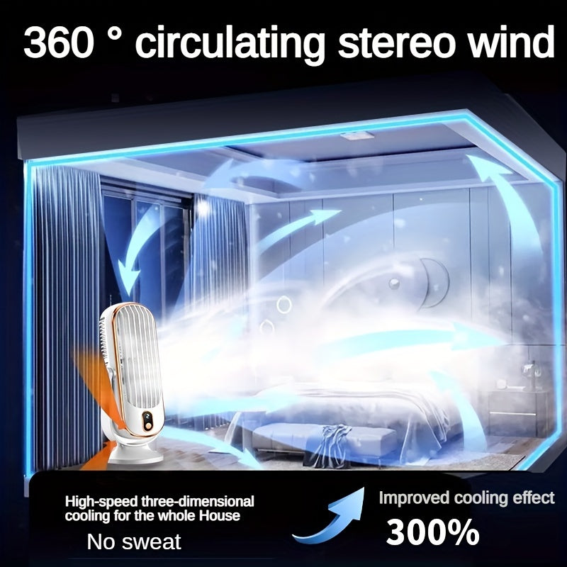 2023 Desktop Tower Fan for Home Office USB Rechargeable 5-Speed Cooling