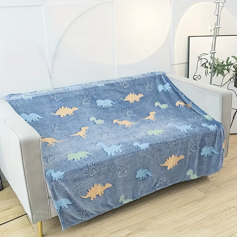 Soft and Cozy Glow in the Dark Dinosaur Plush Throw Blanket for Bed Sofa Office