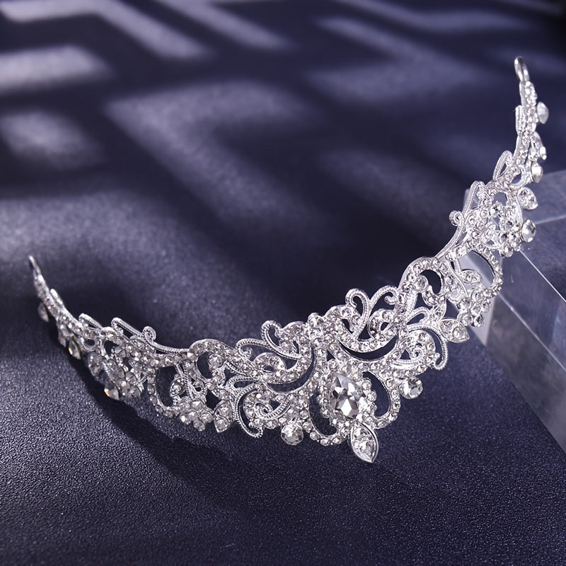 Ayollar va qizlar uchun to'y uchun bridal tiara taqmoq taxtasi, rhinestones bilan barokko dizayni
