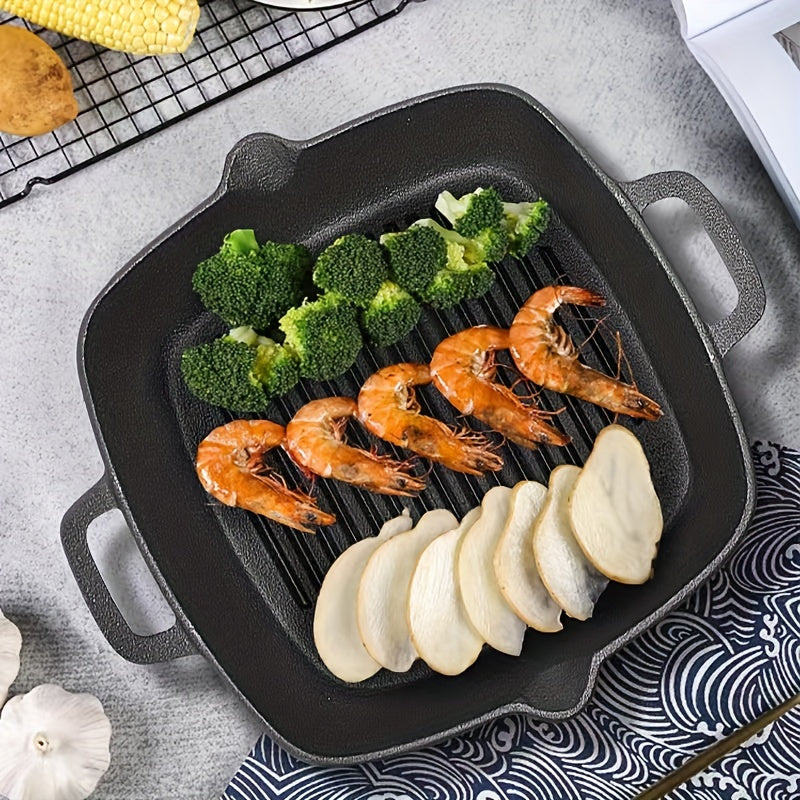 Square Cast Iron Skillet Non-Stick Coating Oven-Safe for Gas and Induction Stoves