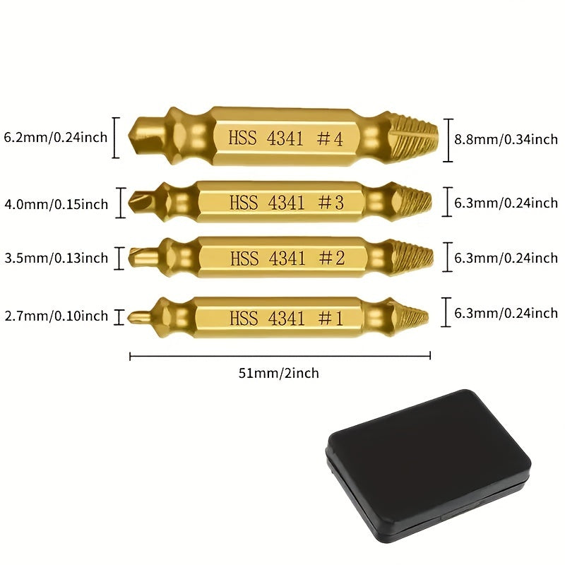 Набор из 5-6 шт. стальных извлекателей для выкручивания сорванных и сломанных болтов