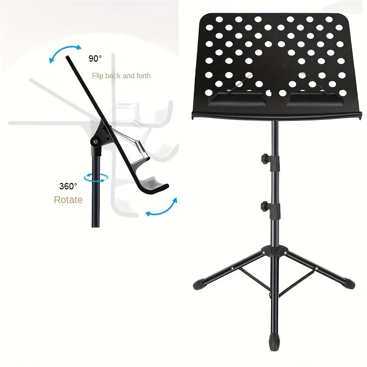 Foldable Music Stand with Adjustable Height Alloy Frame Black for Sheet Music