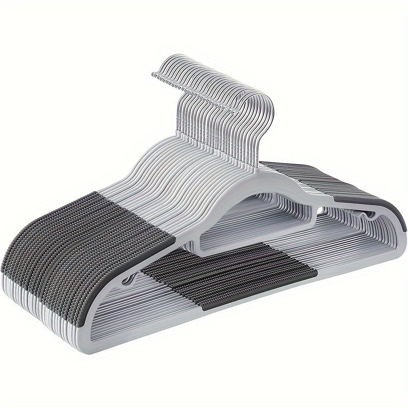 Set of 10 Plastic Hangers with Grip Grooves and Corner Protection for Closet Organization