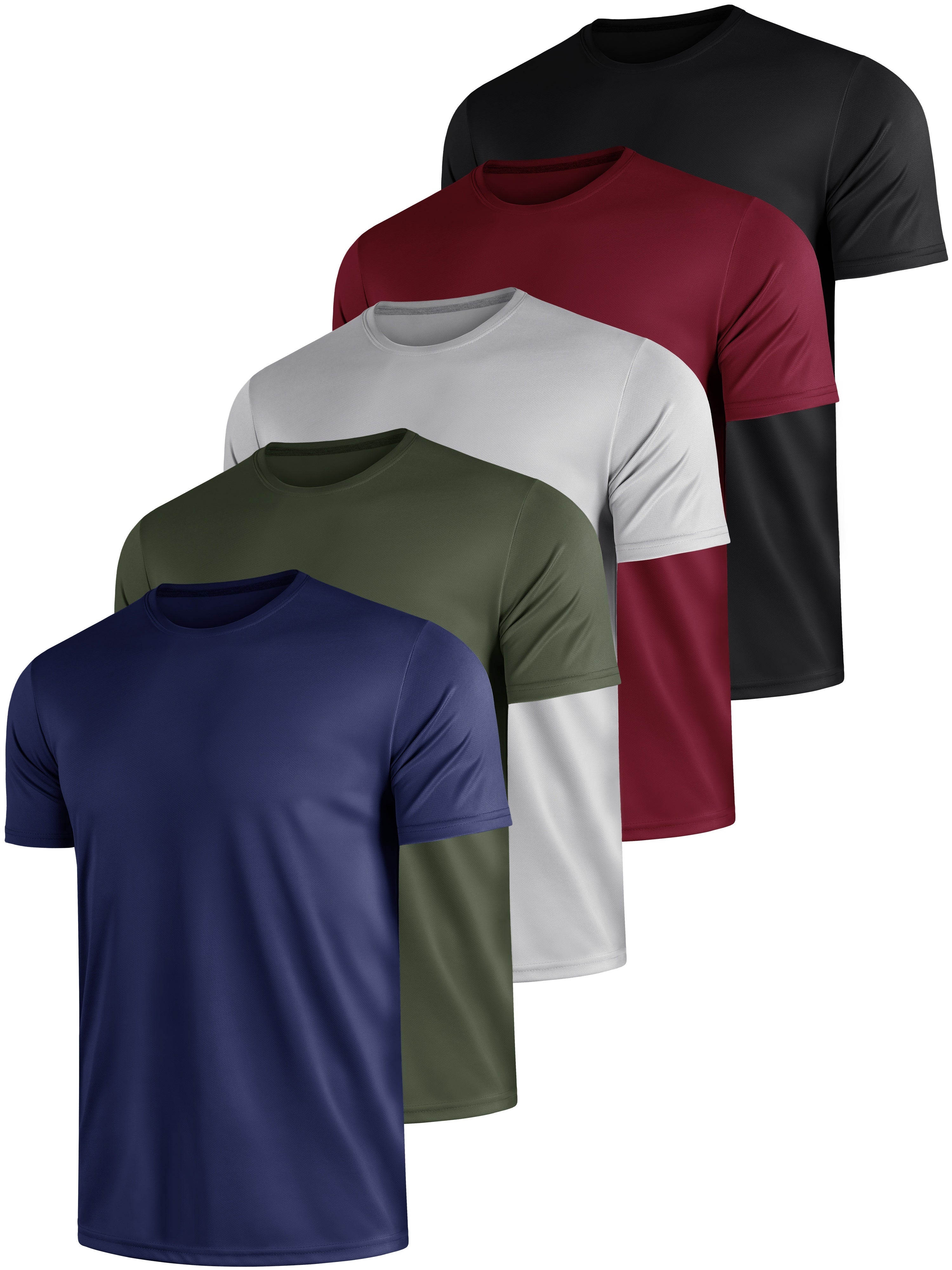 Plus Size Men's 5-Pack Sports Casual Quick Dry Breathable Running T-Shirts