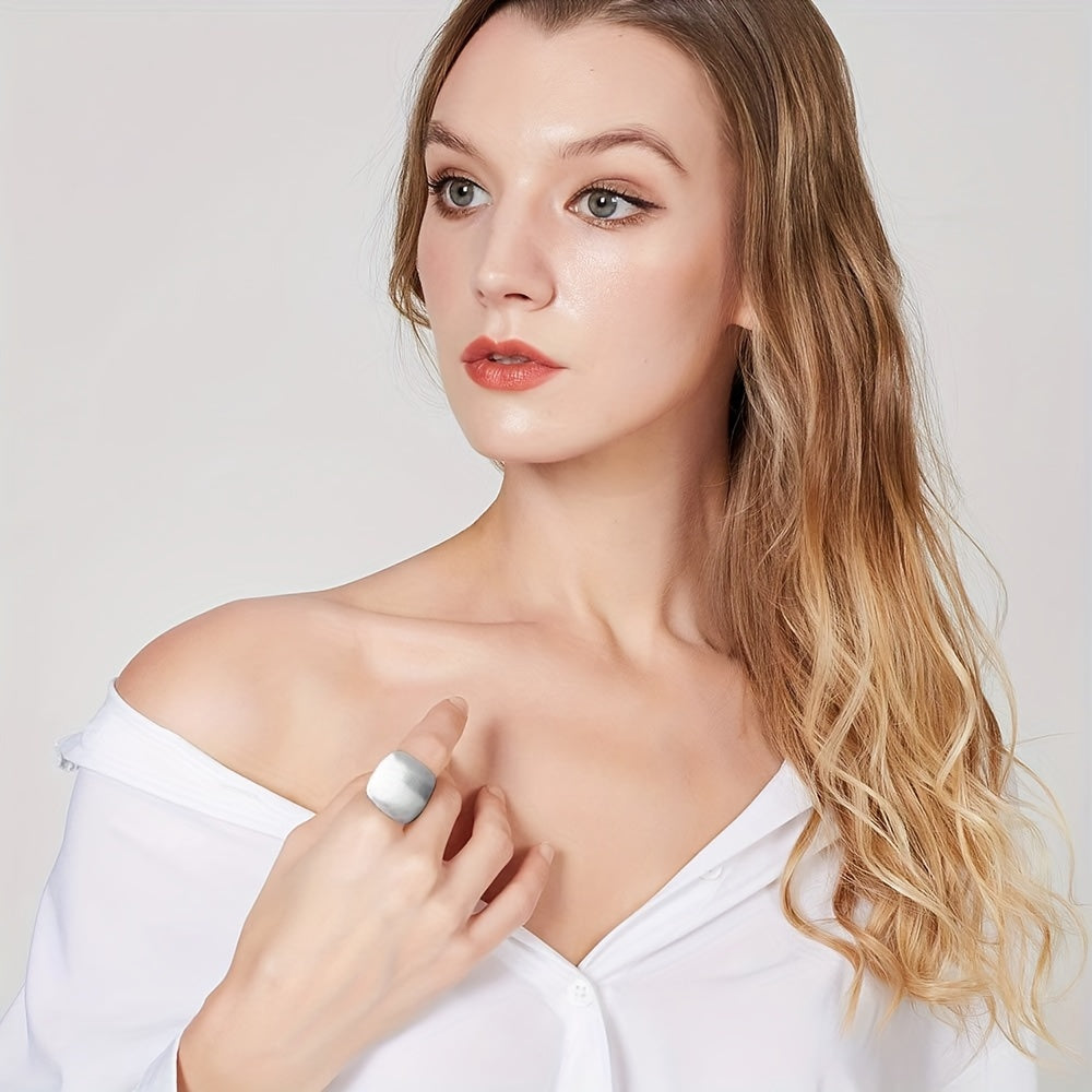 Women's Wide Metal Square Ring 18K Gold Plated for Christmas Valentine's Day