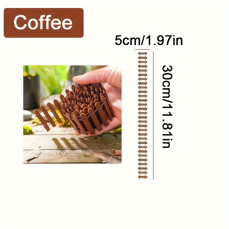 Mini Wooden Fairy Garden Fence White Chocolate Miniature Garden Decor for Home and Garden