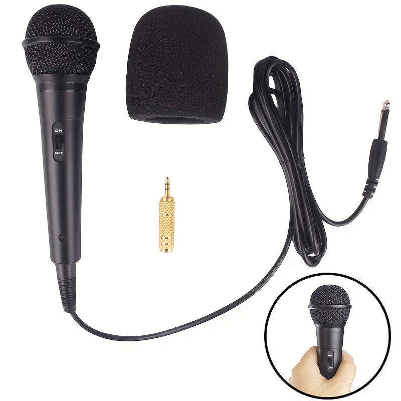 Wired Dynamic Microphone Handheld with 6.35mm Jack for Live Performances and Recording Black