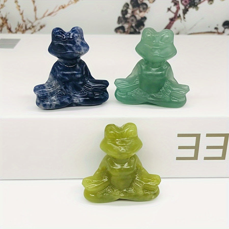 Natural Crystal Yoga Frog Figurine 40mm Hand-Carved Home Office Decor Gift