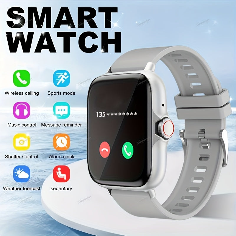 Smartwatch with Wireless Calling Text Alerts Customizable Dial Multiple Sports Modes Metal Body Silicone Strap