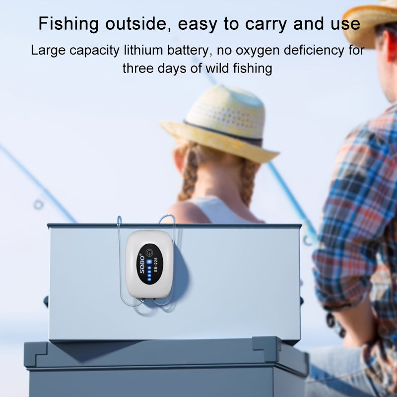 Portable Aquarium Air Pump with Rechargeable 2600mAh Battery Silent Mode for Fish Tanks and Outdoor Aquariums