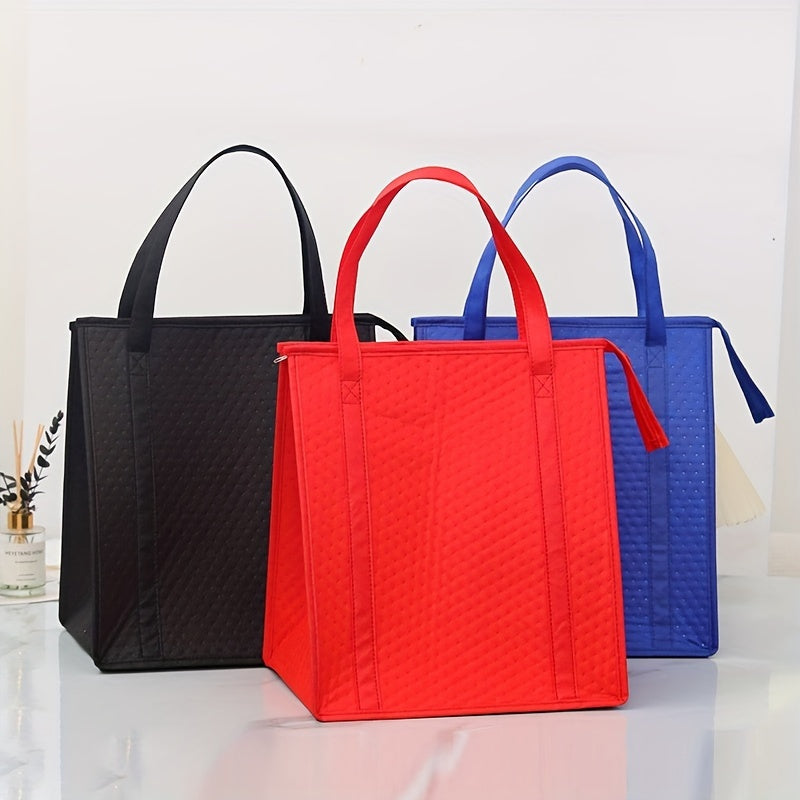 Insulated Shopping Bag with Ice Pack Large Capacity Non-Woven Fabric Durable Handles