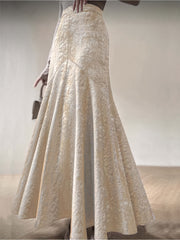 Plus Size Mermaid Lace Skirt Peach A-Line Zipper Evening All-Season