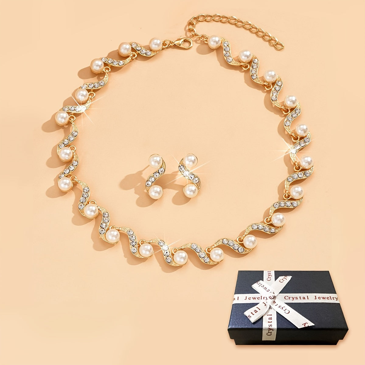 Pearl and Diamond Jewelry Set for Brides Wedding Accessories